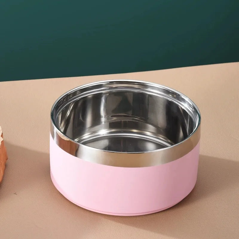 Premium Dog Bowl Stylish Large Capacity Pet Bowl Thickened Double-layer Stainless Steel Design with Non-Slip Mat for Cats Dogs