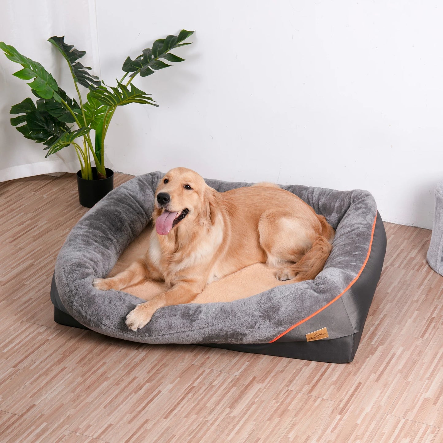 L-XXL Dog Bed Super Soft Orthopedic Foam Pet Bed Sleeping Mat with Cotton-padded Bolster and Removable Cover