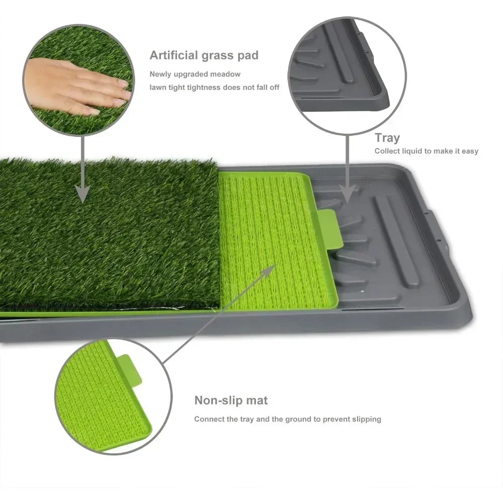Pet Dog Toilet Dog Potty Pan Artificial Grass Pee Pad Removable Anti-Splash Large Dog Urinal Puppy Kitten Urine Cleaning Tool