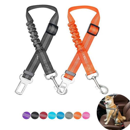 Adjustable Dog Car Seat Belt Harness for Dogs-Nylon Reflective Cushioning Elasticity Car Travel Accessories for Dogs