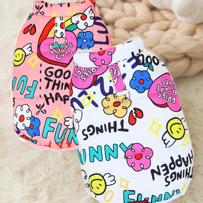 Winter Dog Jacket Waterproof Pet Coat 2025 Dog Clothes Luxury Print Parkas Pet Outdoor Warm Vest Dog Apparel