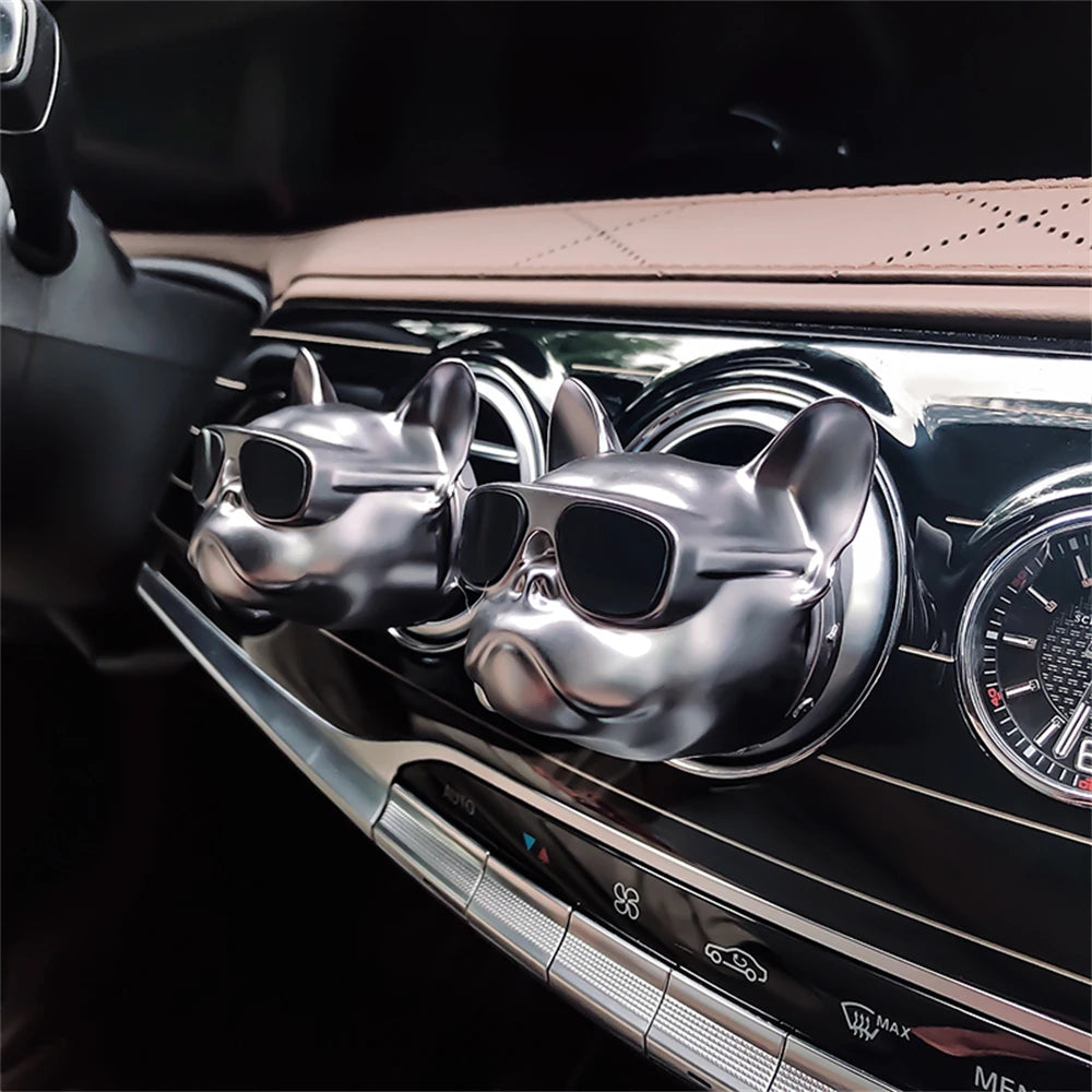 French Dog Solid Air Freshener Perfume Car Diffuser-2PCS Vehicle Deodorant Air Vent Clip Bulldog Air Freshener For Car Refill