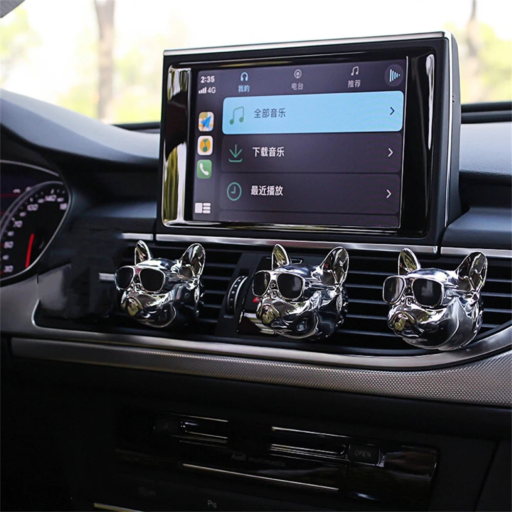 French Dog Solid Air Freshener Perfume Car Diffuser-2PCS Vehicle Deodorant Air Vent Clip Bulldog Air Freshener For Car Refill