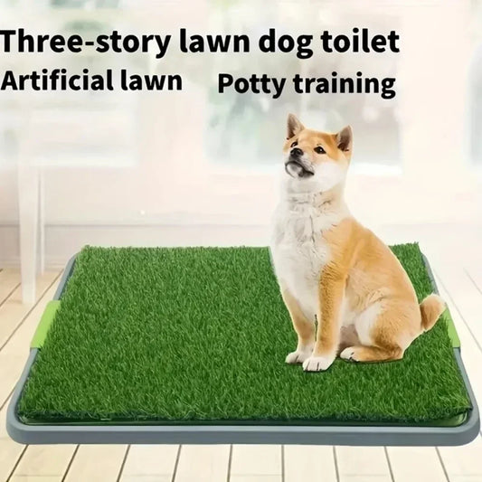 Pet Dog Toilet Dog Potty Pan Artificial Grass Pee Pad Removable Anti-Splash Large Dog Urinal Puppy Kitten Urine Cleaning Tool