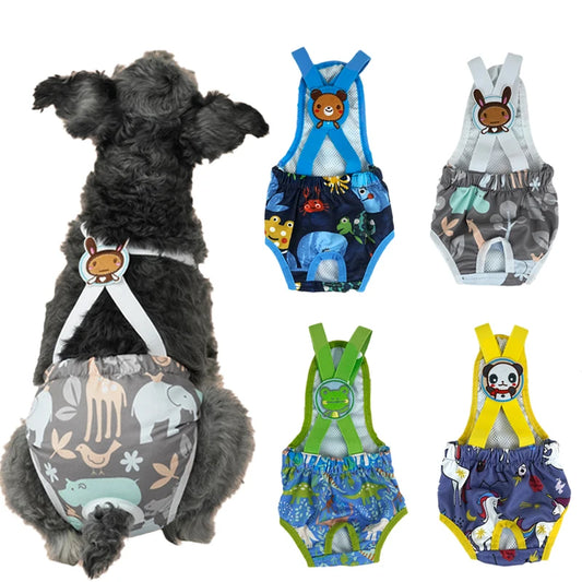 Cartoon Print Pet Dog Shorts Diaper Sanitary Pants Washable