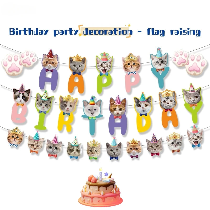 Pet Birthday Dress Set Banner Cat Dog Happy Birthday Party Decoration Exquisite Cute Adding A Joyful Atmosphere Multiple Options
