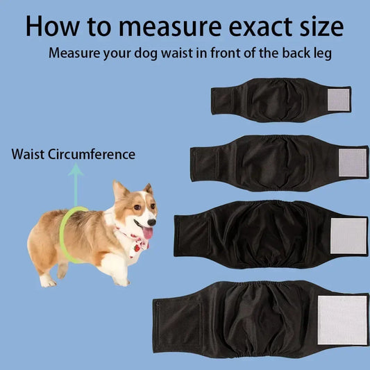 Reusable Male Dog Diapers - Leak-Proof, Washable, Comfortable Cotton Belly Bands for Pets