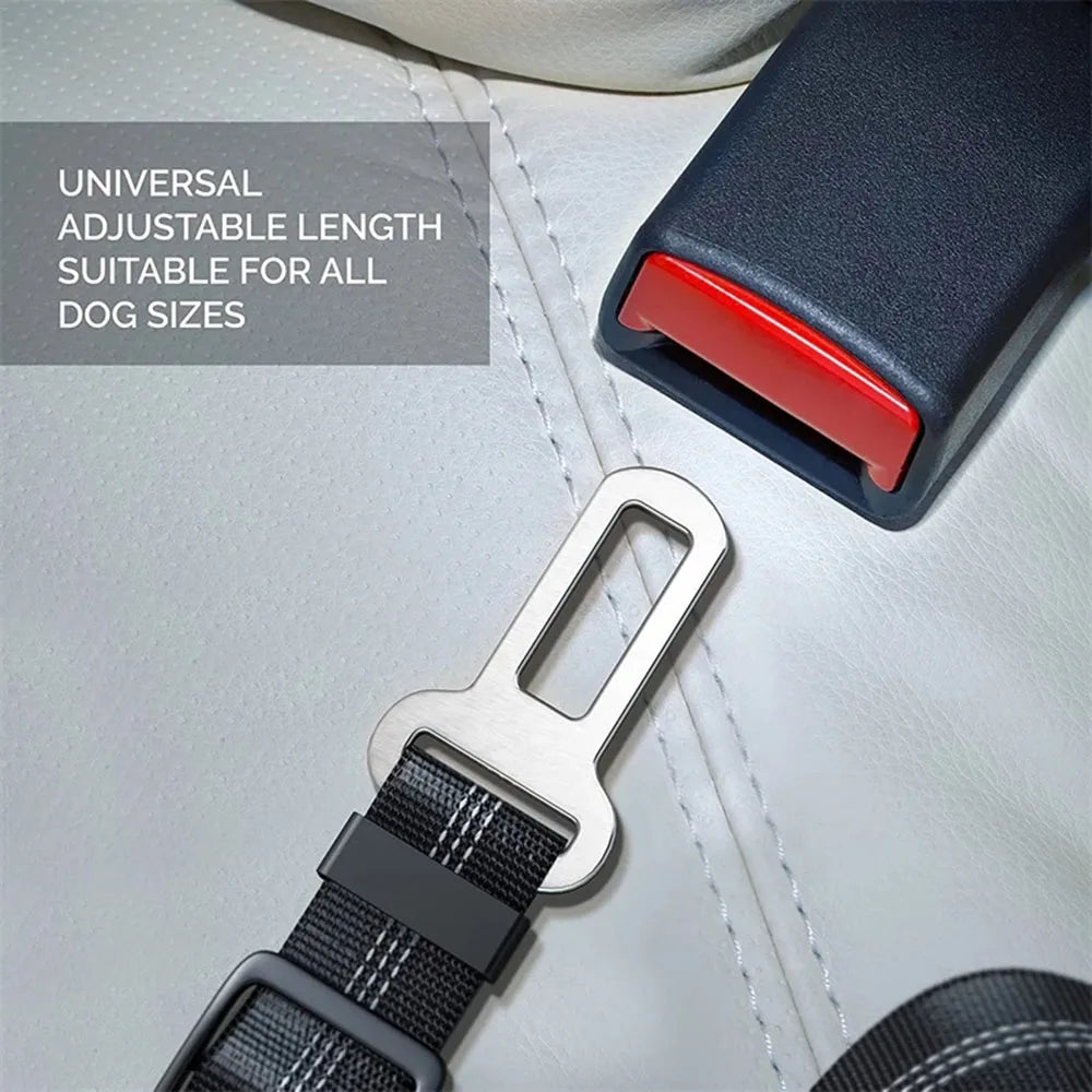 Adjustable Dog Car Seat Belt Harness for Dogs-Nylon Reflective Cushioning Elasticity Car Travel Accessories for Dogs