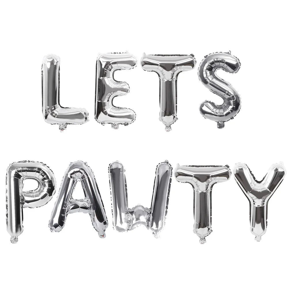 1set Pet Dog Birthday Theme Party LETS PAWTY Letter Foil Balloon Decoration Set Girl Boy Celebration Atmosphere Party Supplies