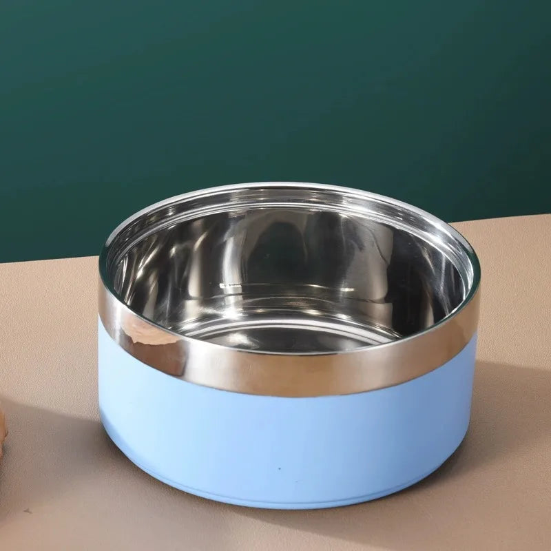 Premium Dog Bowl Stylish Large Capacity Pet Bowl Thickened Double-layer Stainless Steel Design with Non-Slip Mat for Cats Dogs