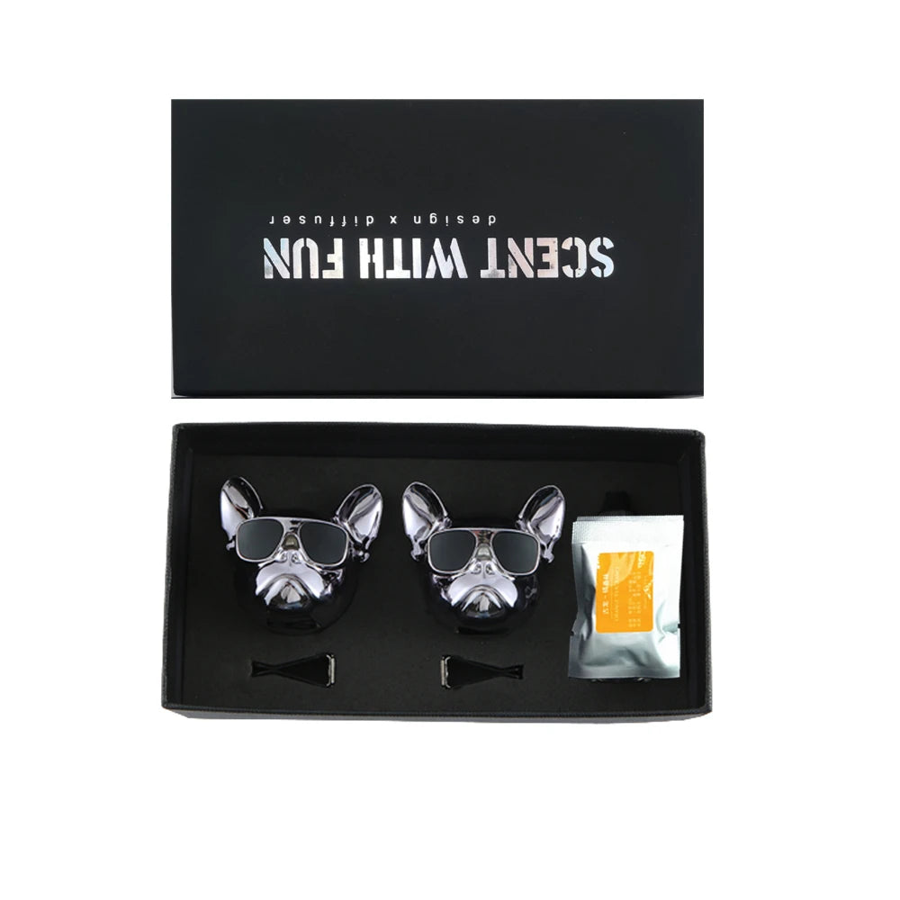 French Dog Solid Air Freshener Perfume Car Diffuser-2PCS Vehicle Deodorant Air Vent Clip Bulldog Air Freshener For Car Refill